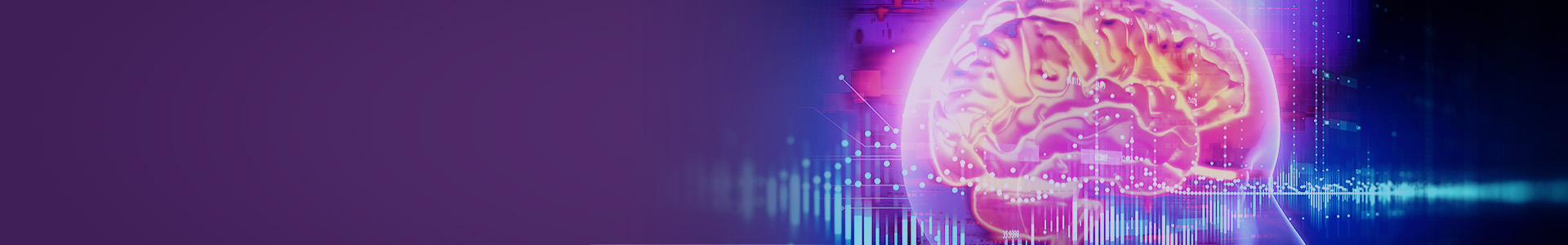 Digital illustration of human brain on purple